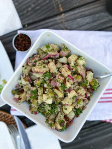 traditional german salad with bacon bits