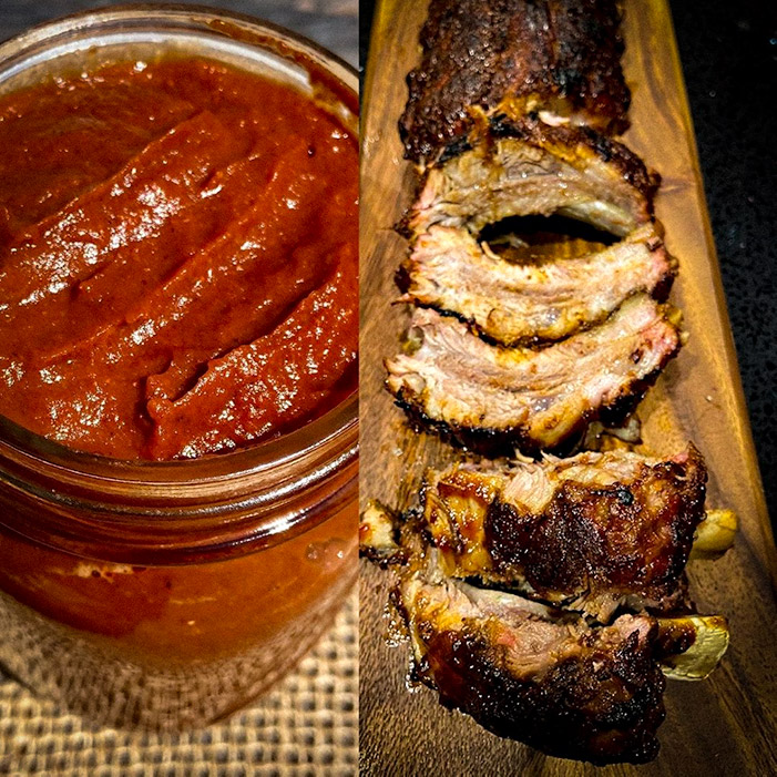 sweet and spicy bbq sauce with ribs