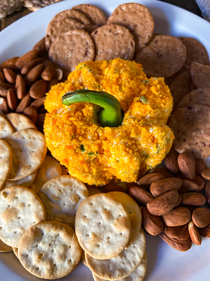 pumpkin shaped cheeseball