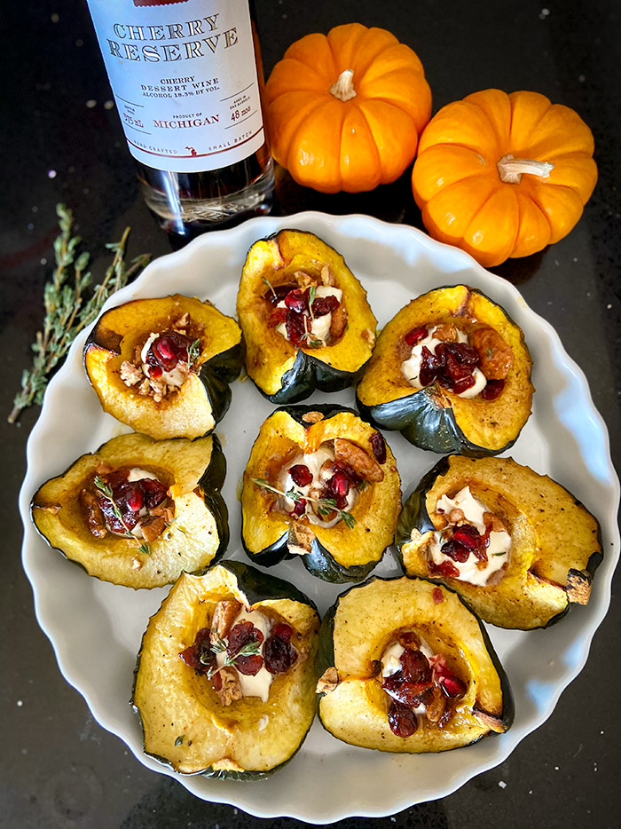 roasted acorn squash wedges