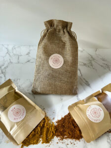 tandoori twist and curry flair spices shown in packaging