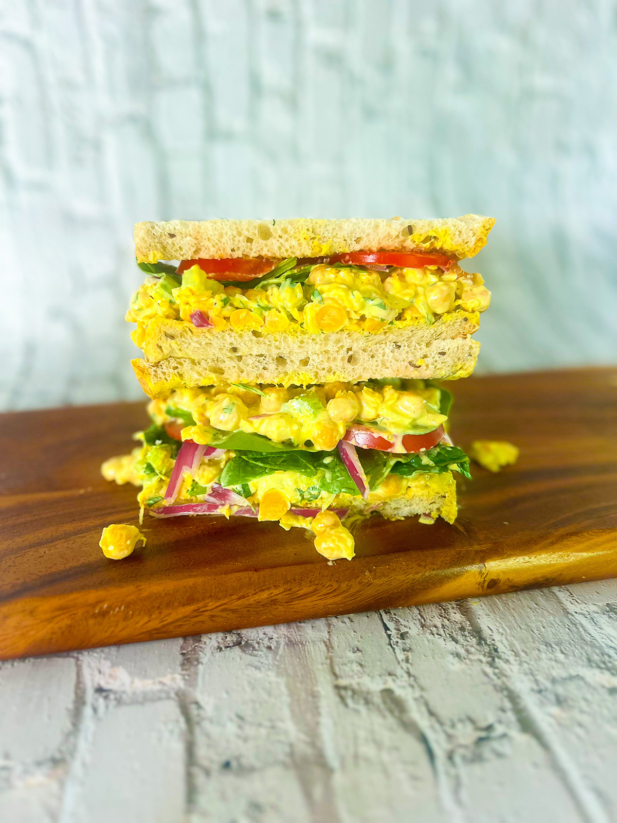 vegan curry chickpea salad sandwich